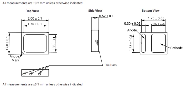 Mechanical Drawing - Cree LED JB2016B Mid-Power LEDs